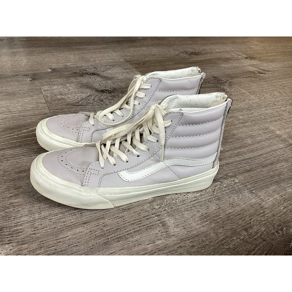 Vans Womens Size 5 Sk8-Hi Slim Zip Leather Gray Leather Sneakers Shoes